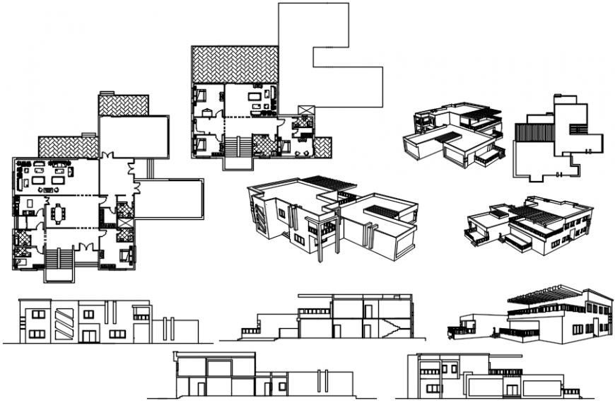 2 d cad drawing of exterior multiple Auto Cad software