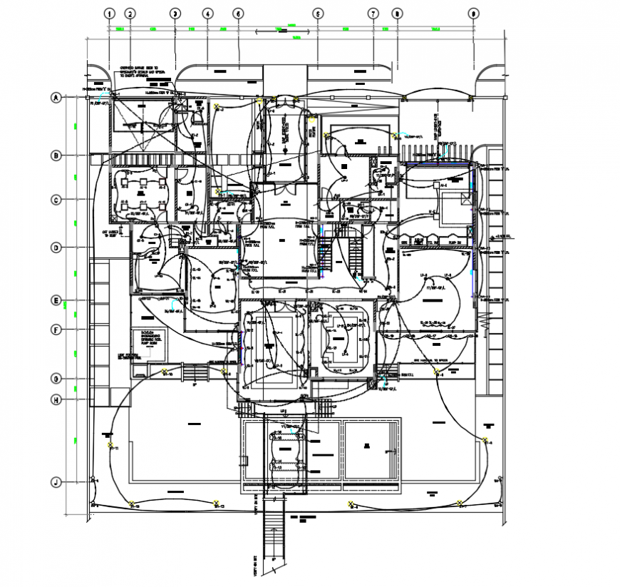 2 d cad drawing of first-floor fire alarm layout plan auto cad software