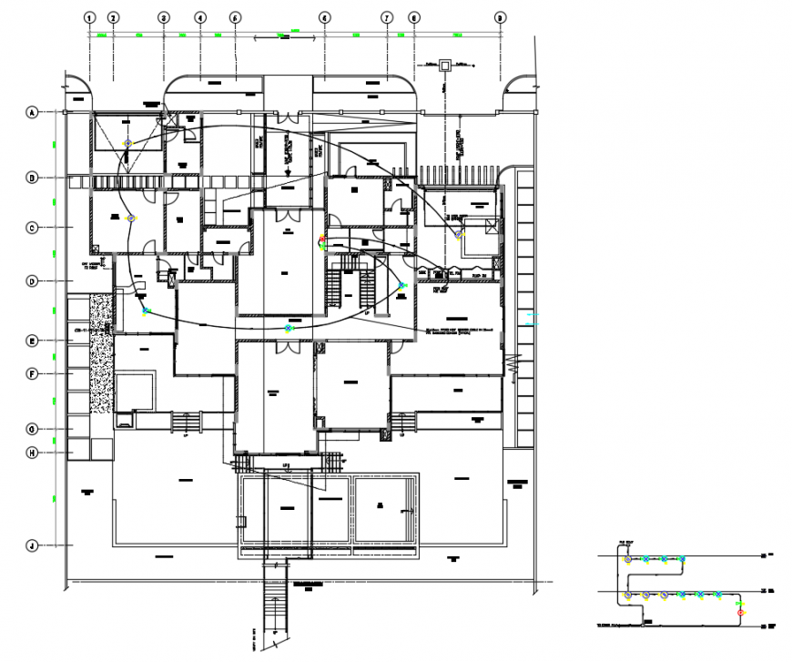 2 d cad drawing of first-floor lighting layout auto cad software