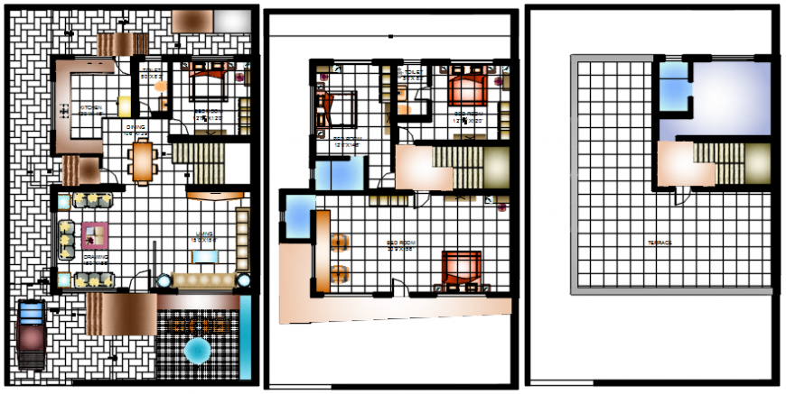 2 d cad drawing of floor building exterior Auto Cad software