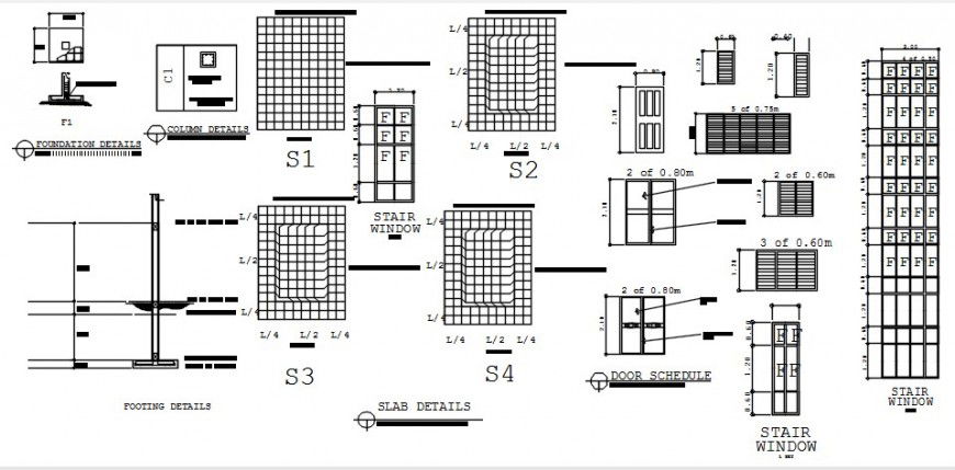2 d cad drawing of footing details auto cad software