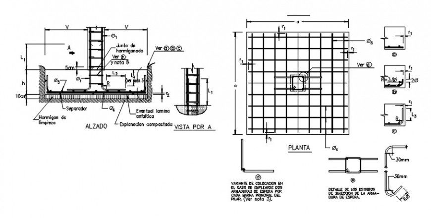 2 d cad drawing of foundation footings auto cad software