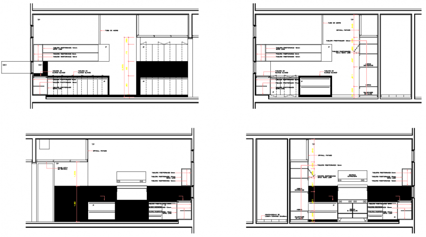 2 d cad drawing of four elevation auto cad software