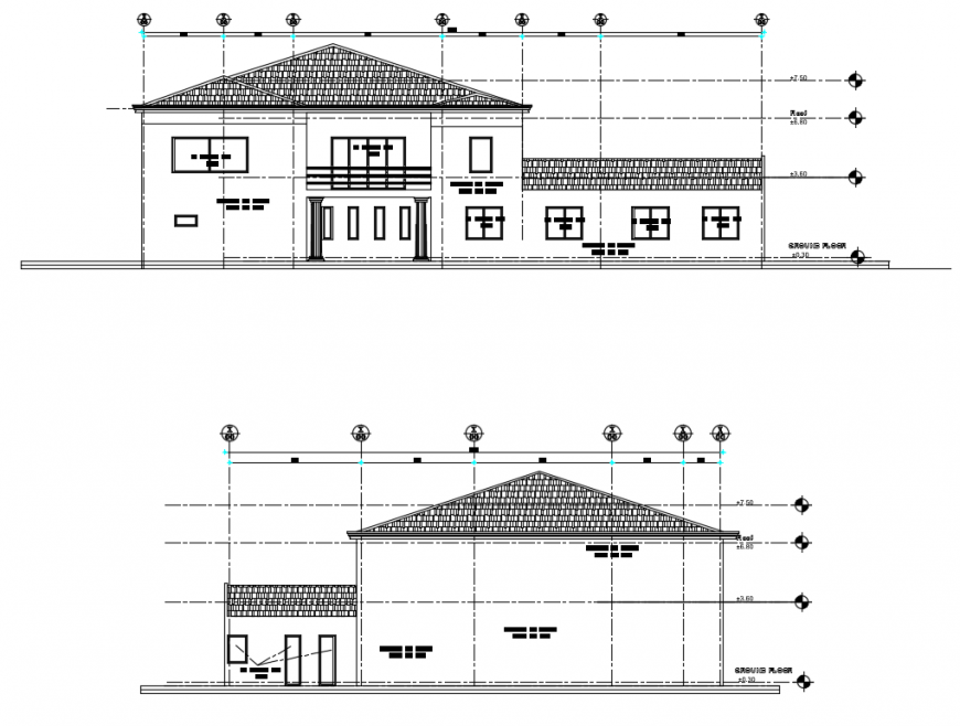 2 d cad drawing of front elevation 2 auto cad software