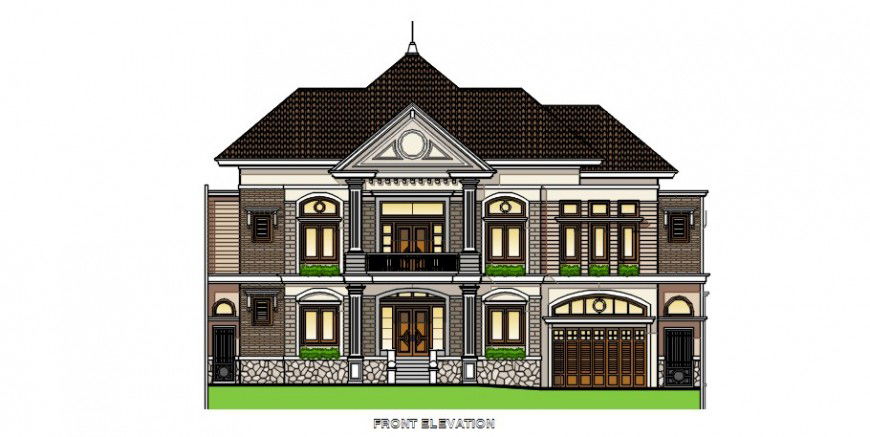 2 d cad drawing of front elevation design  Auto Cad software