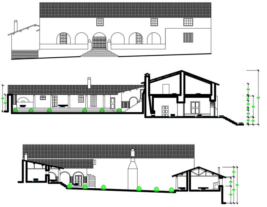 2 d cad drawing of garden bungalow auto cad software