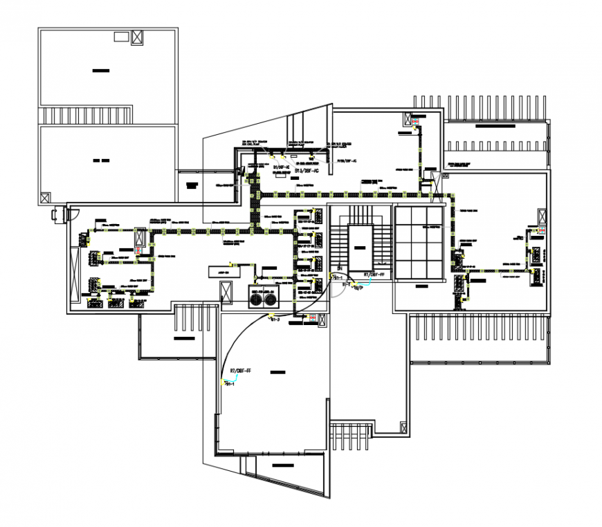 2 d cad drawing of ground floor fire alarm layout Auto Cad software