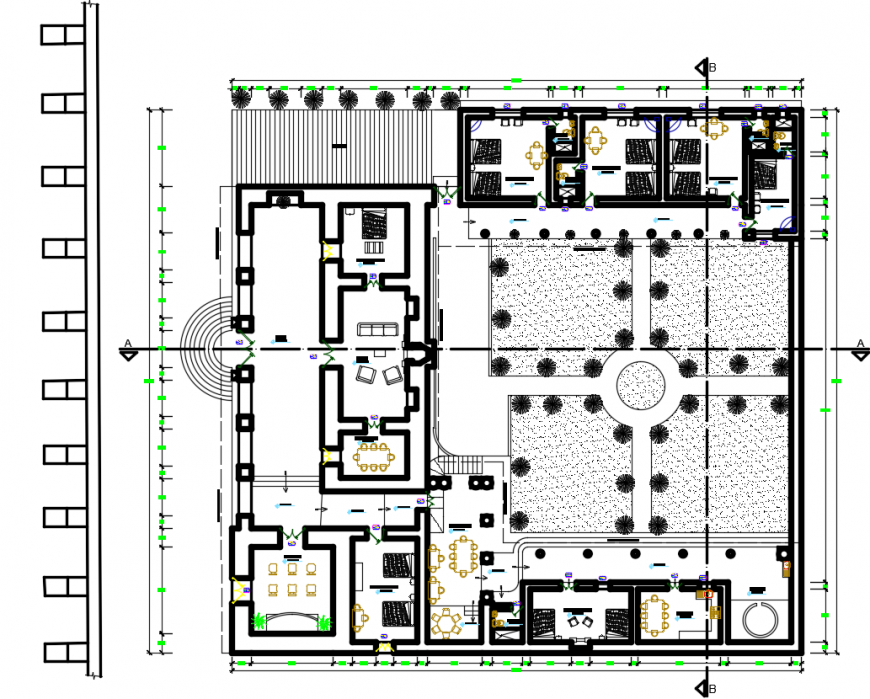 2 d cad drawing of ground floor level garden auto cad software