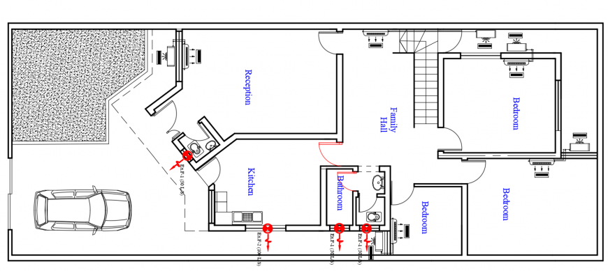 2 d cad drawing of ground floor plan house 2  auto cad software