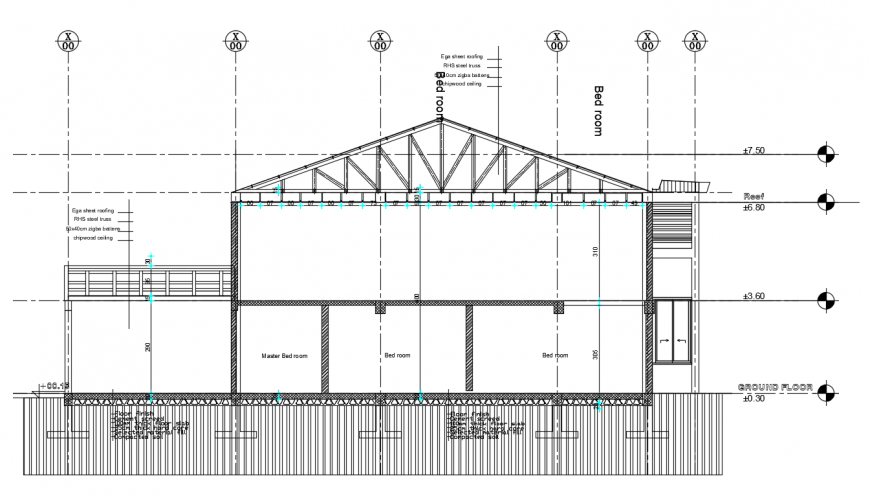 2 d cad drawing of ground floor section-b auto cad software