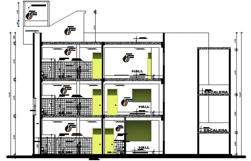 2 d cad drawing of hall elevation 2 view auto cad software