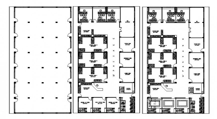 2 d cad drawing of hospital first-floor plan Auto Cad software