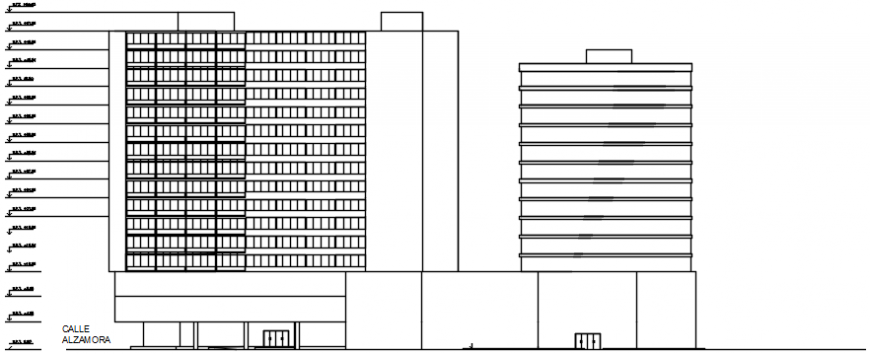 2 d cad drawing of hotel building view Auto Cad software