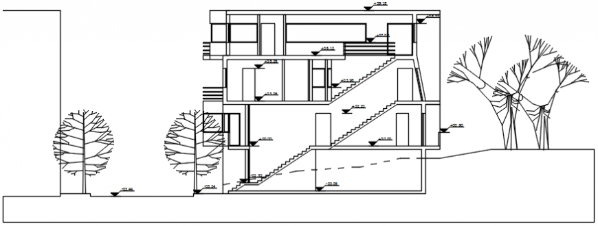 2 d cad drawing of house elevation  draw building Auto Cad software