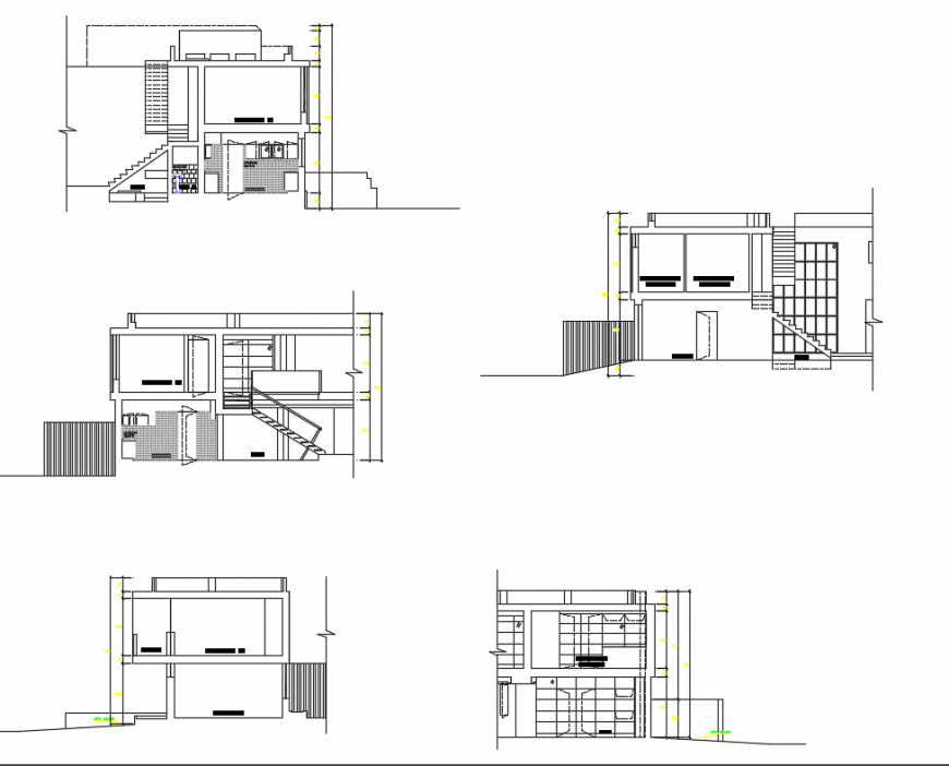 2 d cad drawing of house elevation building Auto CAD software