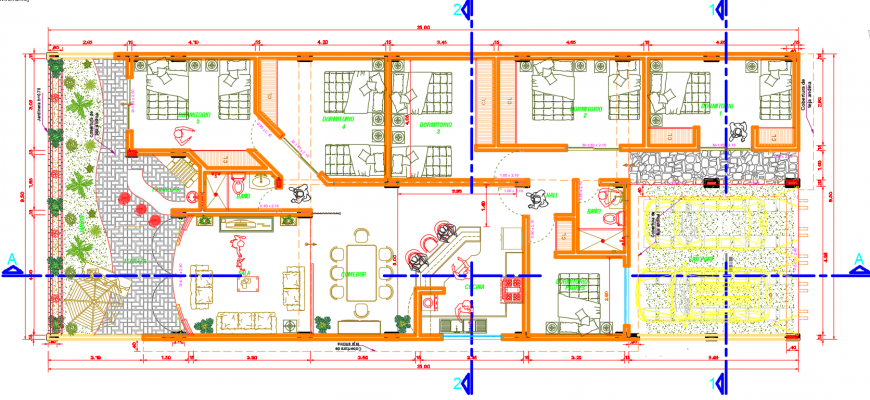 2 d cad drawing of house furniture layout 2 Auto Cad software
