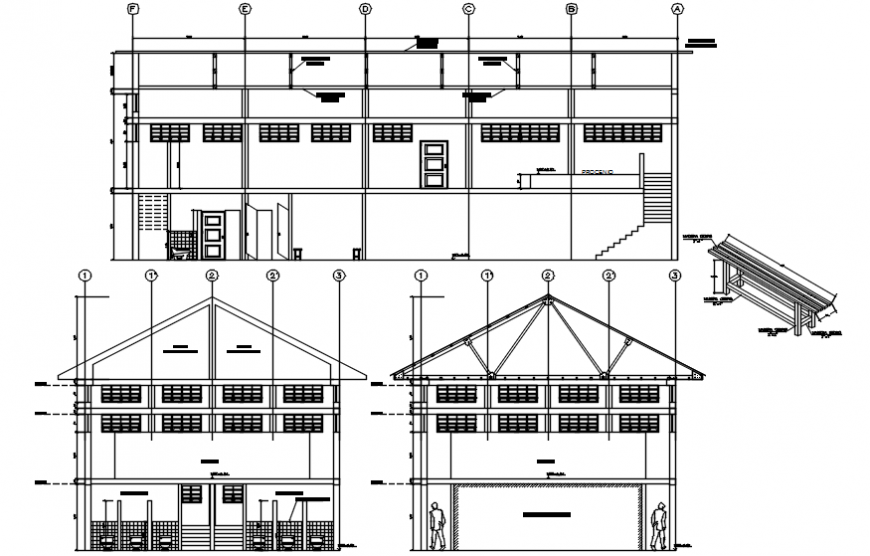 2 d cad drawing of house roof elevation layout Auto Cad software