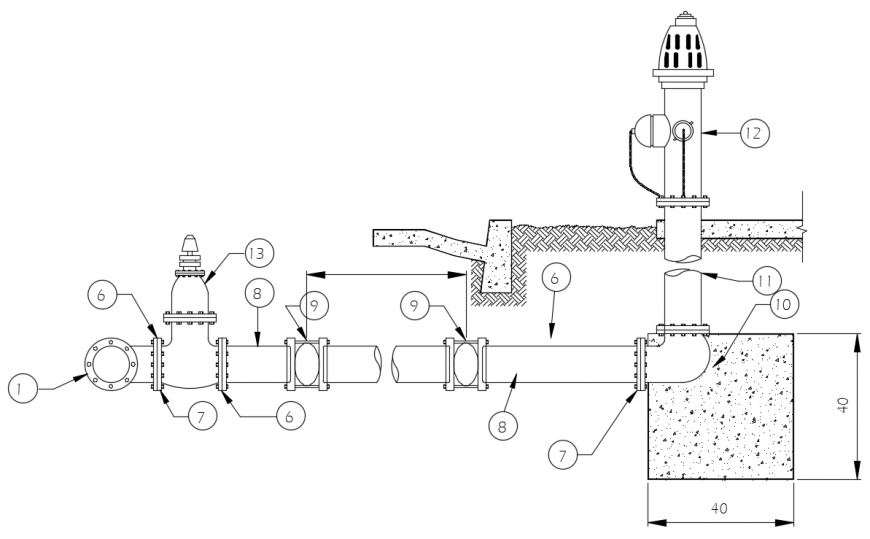 2 d cad drawing of hydra installation auto cad software