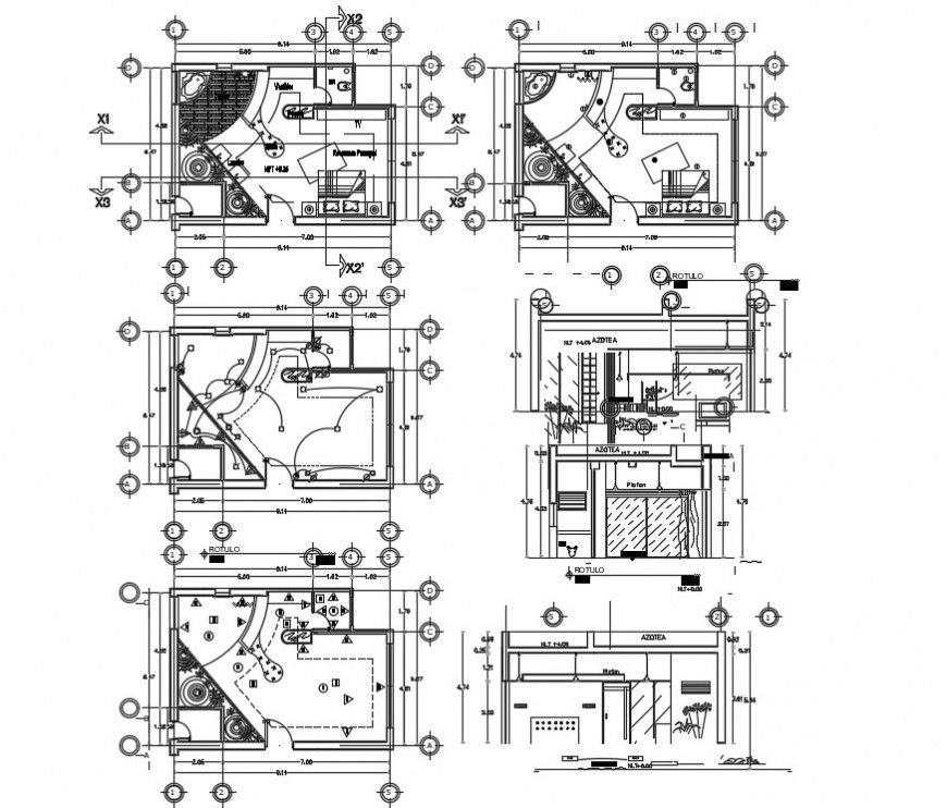 2 d cad drawing of Interior design of the bathroom and bedroom plan auto cad software