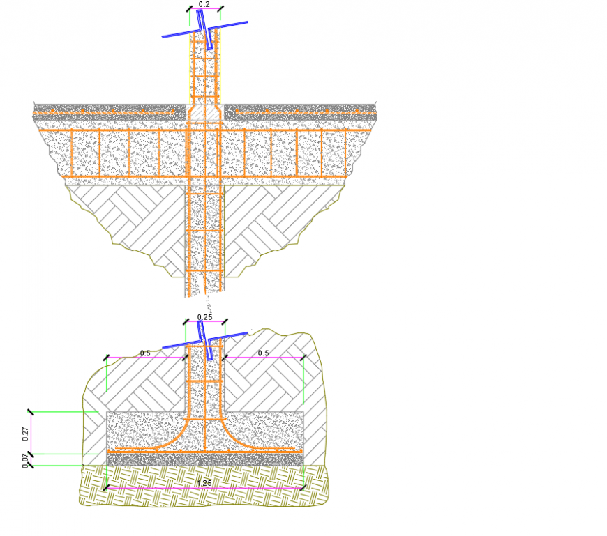 2 d cad drawing of isolated footing detailing auto cad software
