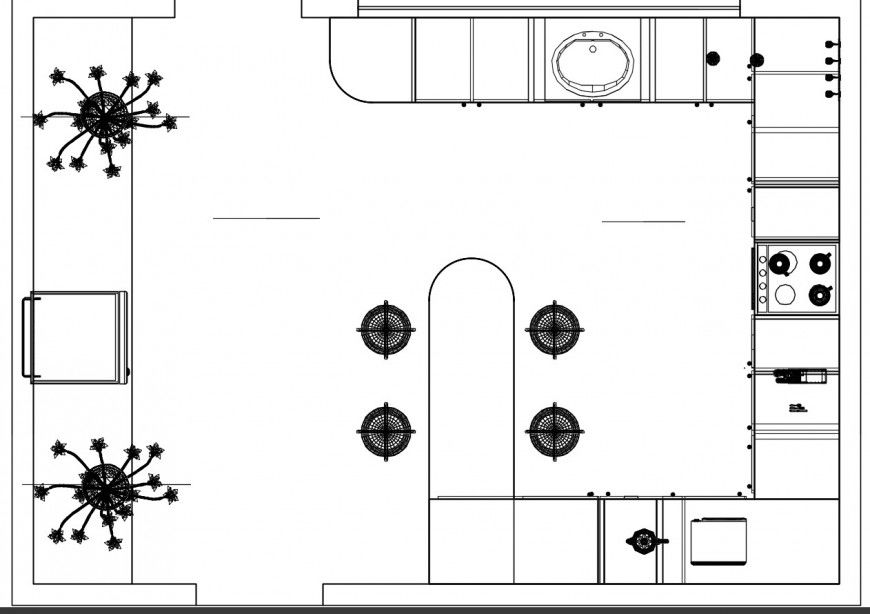 2 d cad drawing of kitchen outlet layout plan auto cad software