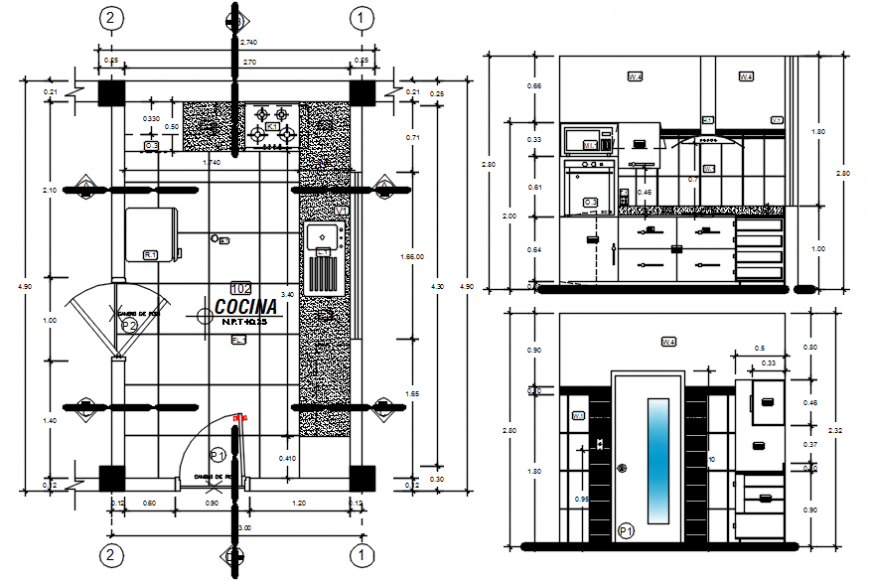 2 d cad drawing of kitchen section plan Auto Cad software