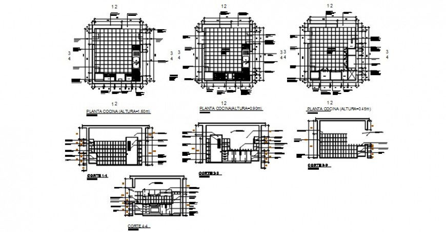 2 d cad drawing of kitchen view auto cad software