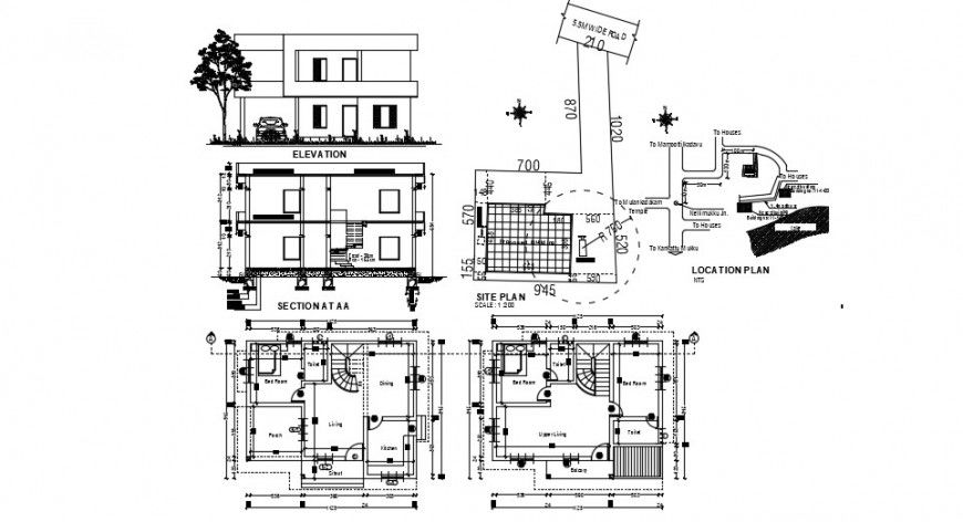 2 d cad drawing of lake villa auto cad software