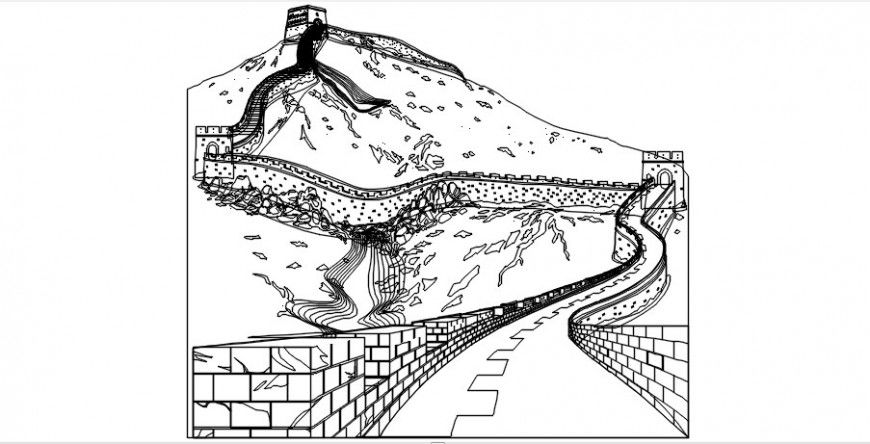 2 d cad drawing of mountain area auto cad software