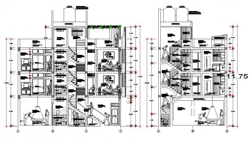 2 d cad drawing of multi-family 2architecture auto cad software