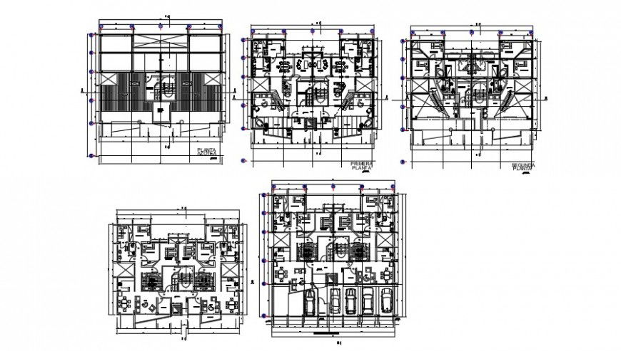 2 d cad drawing of multiple ten level plan auto cad software