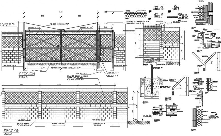 2 d cad drawing of perimeter fence auto cad software