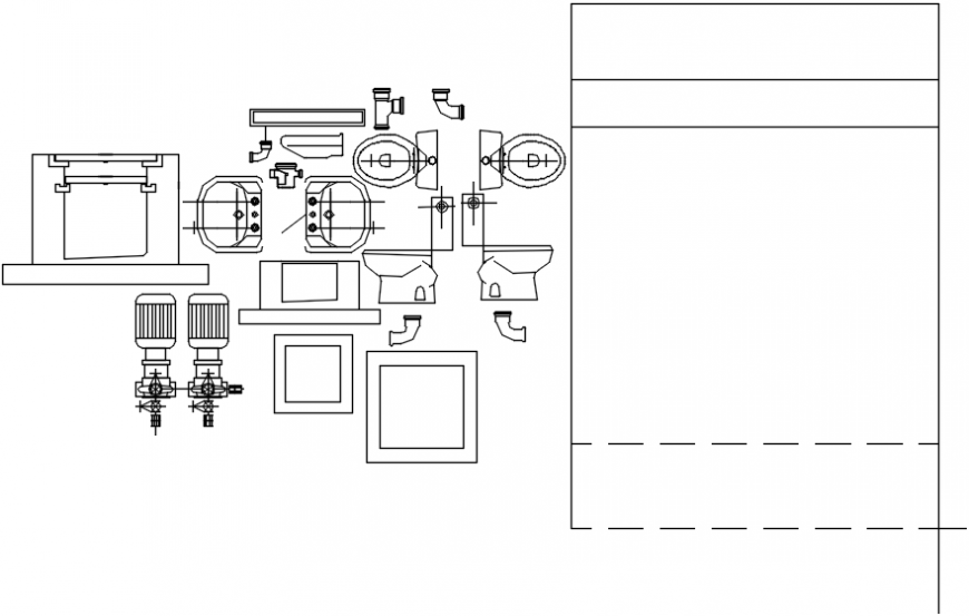 2 d cad drawing of plain Asad sanitary fittings Auto Cad software