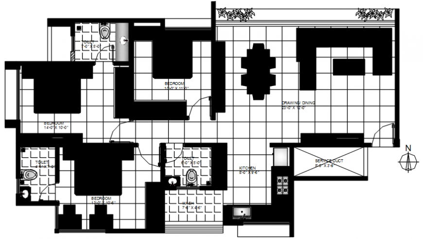 2 d cad drawing of plan furniture 2 Auto Cad software