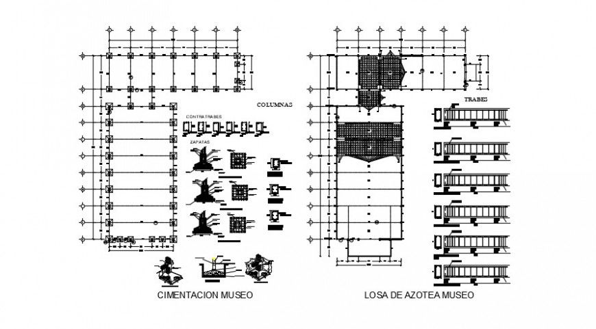 2 d cad drawing of plan structural section auto cad software