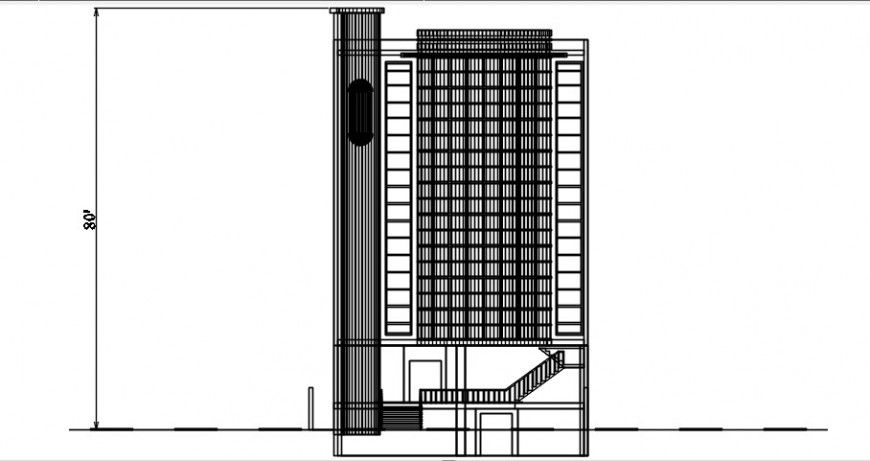 2 d cad drawing of plaza elevation auto cad software