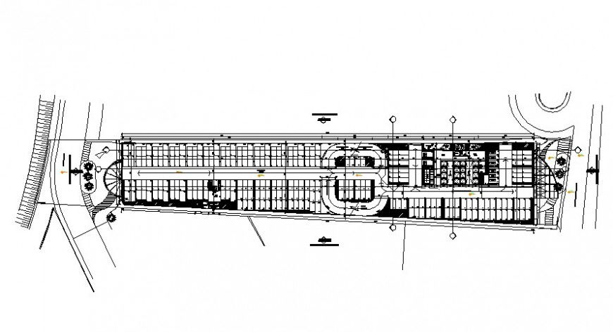 2 d cad drawing of plot building top-level exterior Auto Cad software