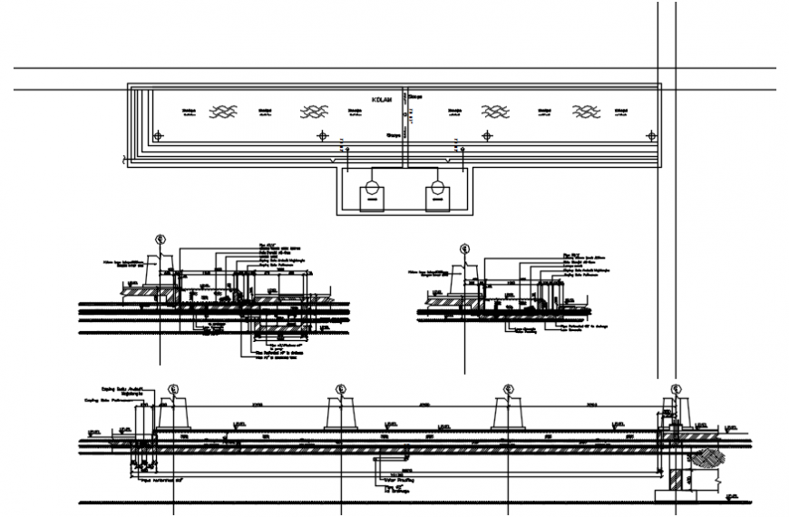 2 d cad drawing of pond detail Auto Cad software