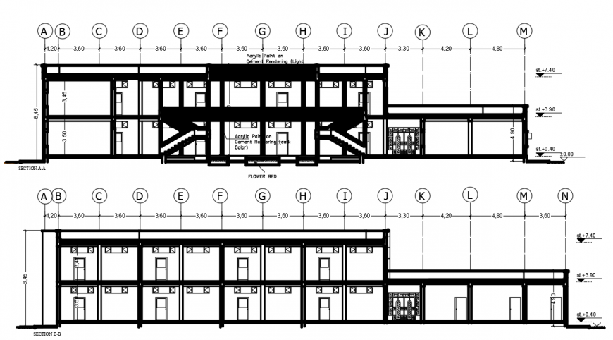 2 d cad drawing of primary school sections auto cad software