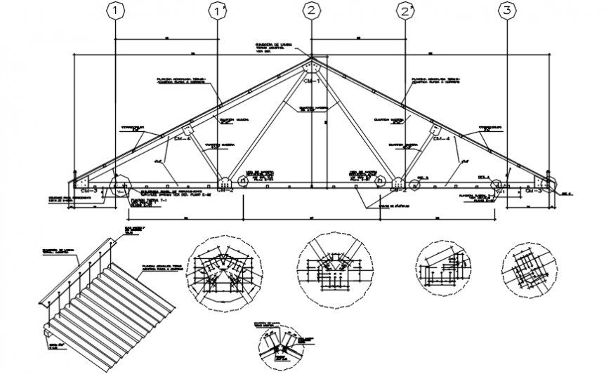 2 d cad drawing of roof detailing Auto Cad software