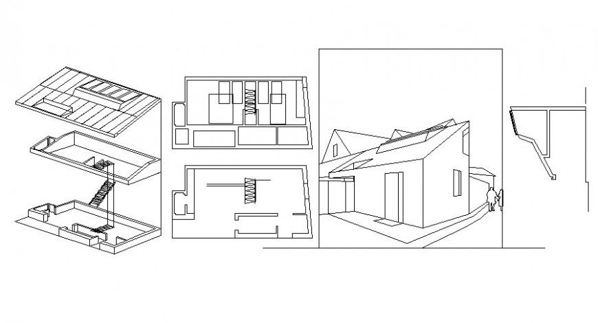 2 d cad drawing of roof elevation Auto Cad software