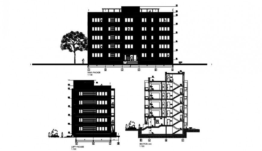 2 d cad drawing of secondary multifamily section plan auto cad software