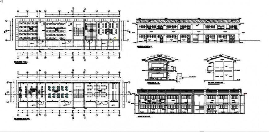 2 d cad drawing of secondary school elevation auto cad software