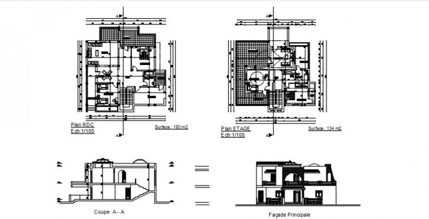 2 d cad drawing of section B house plan auto cad software