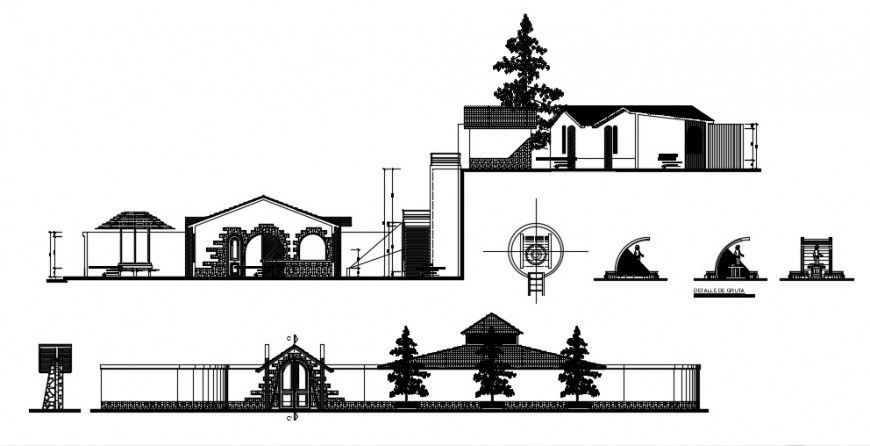 2 d cad drawing of senior citizen floor exterior auto-cad elevation