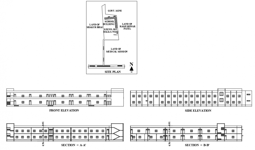 2 d cad drawing of site plan and elevation auto cad software