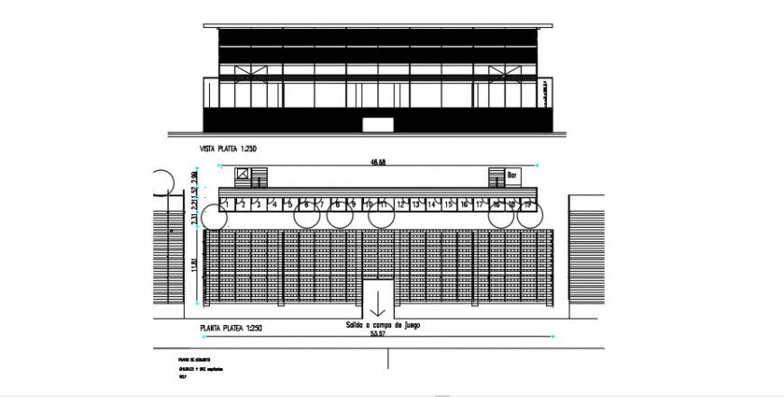 2 d cad drawing of stadium gate front view auto cad software