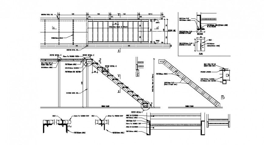 2 d cad drawing of staircase flooring detail Auto Cad software
