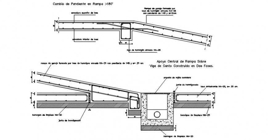2 d cad drawing of Start of vehicular ramp auto cad software