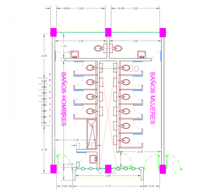 2 d cad drawing of structure plan washroom auto cad software